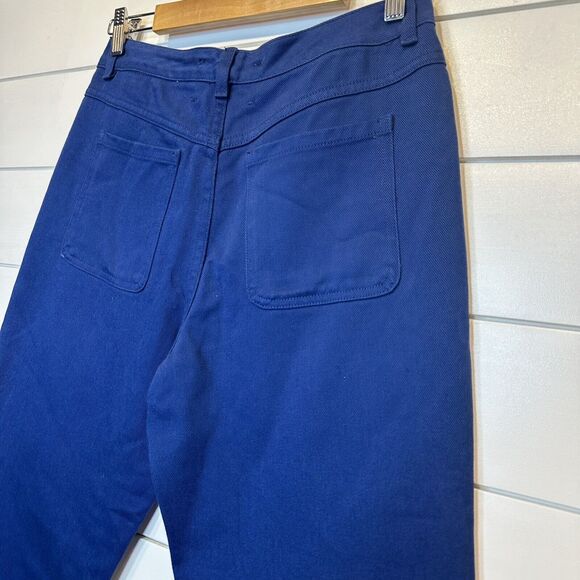 Paloma Wool Dax Pant Size 6 EU38 Cream Blue Straight High Waist 100% Cotton 27"L - Picture 6 of 16